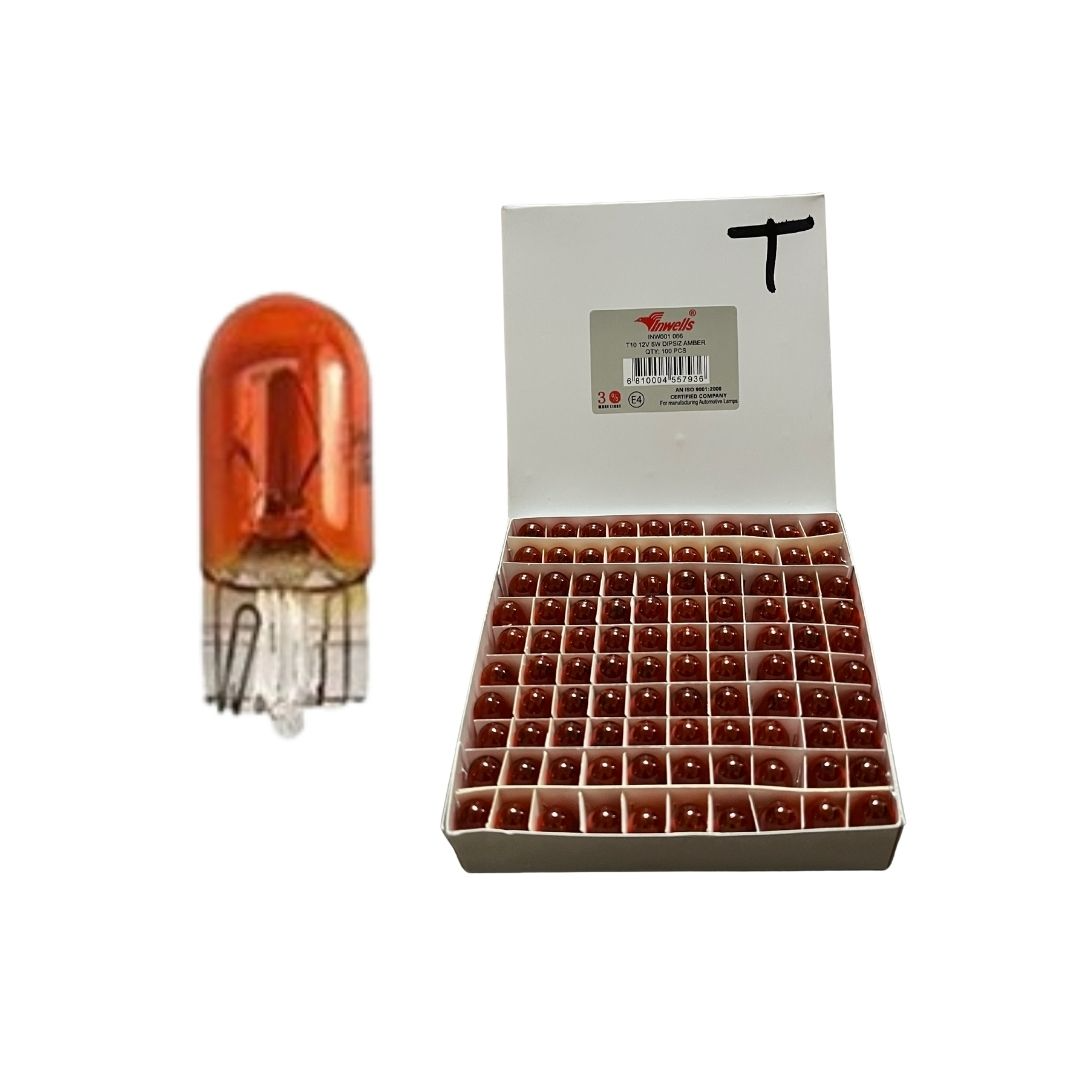 Ampul T10 12V 5W BÜYÜK DİPSİZ turuncu 100lü paket